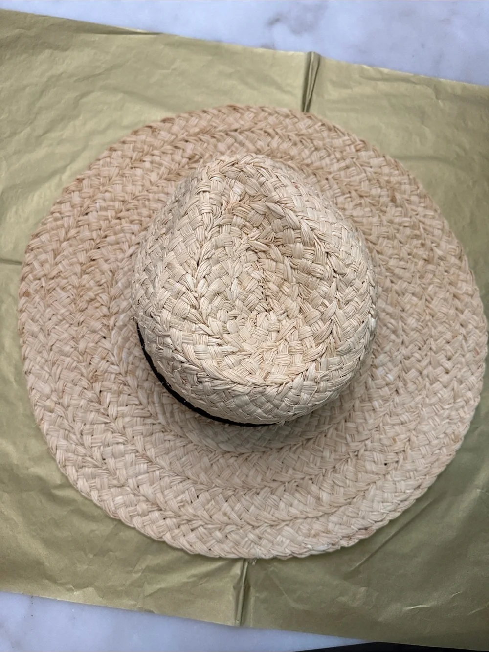 Vintage Straw Sun Hat with Black Band - Women Accessories